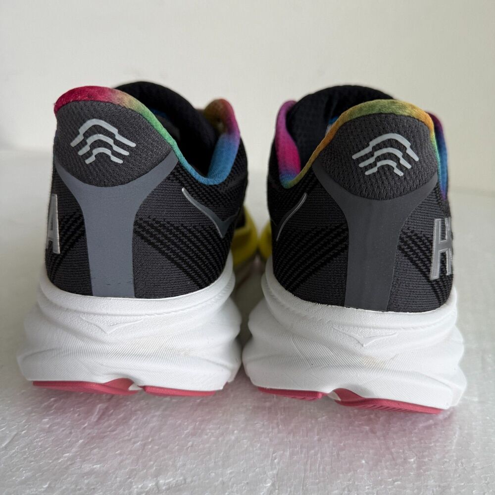 Hoka One One Clifton 9 Men's 11.5D Running Black Rainbow Sneakers 1127895 BAAB - Picture 10 of 12
